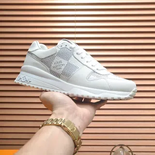 Louis Vuitton LV Trainer Blanco Gris Cuero y Malla Superior Suela Media Monolítica Esculpida Zapatillas Lifestyle