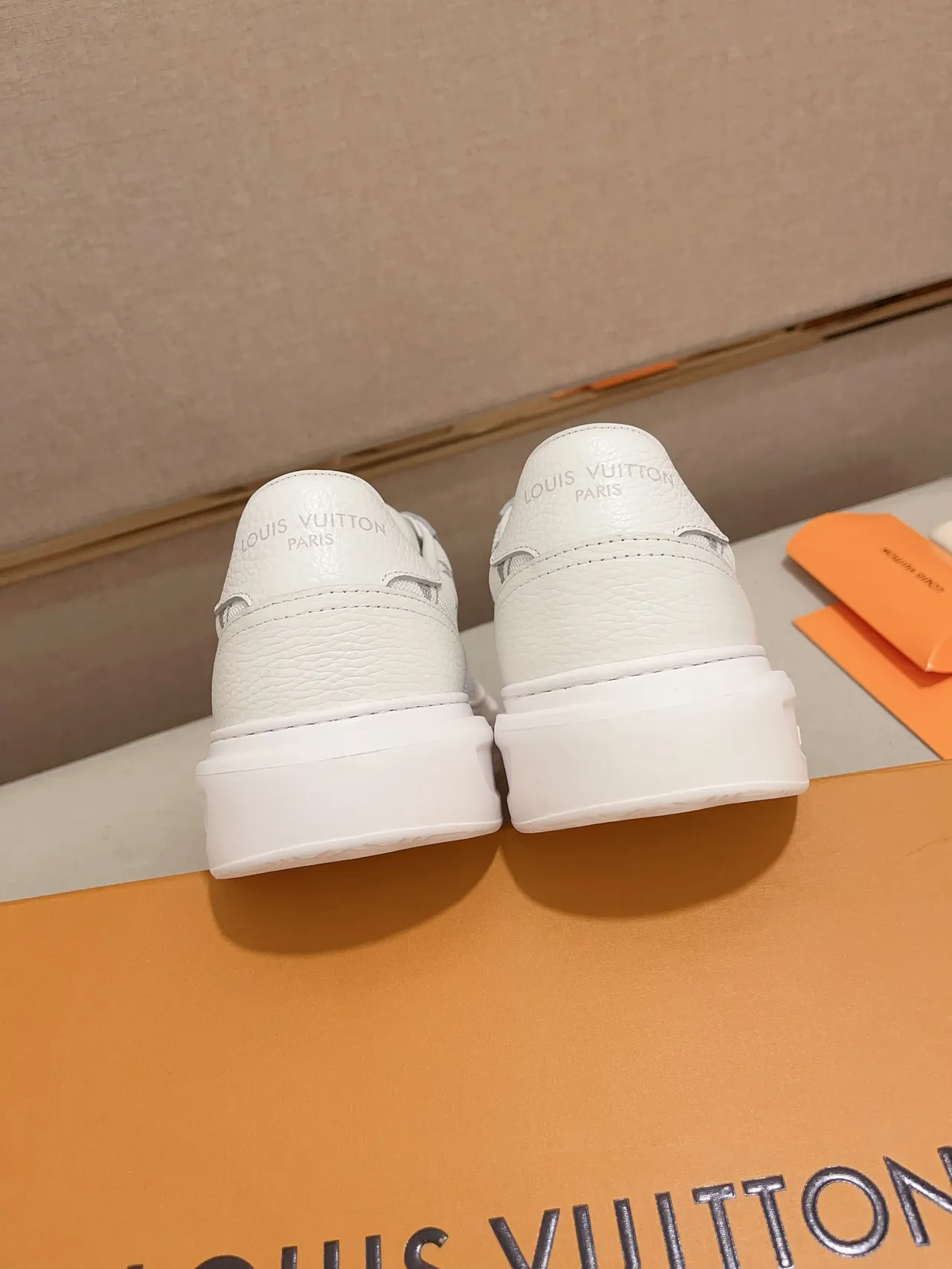 Louis Vuitton LV Trainer White Gray Monogram Canvas Textured Leather Panels Lifestyle Sneakers 3