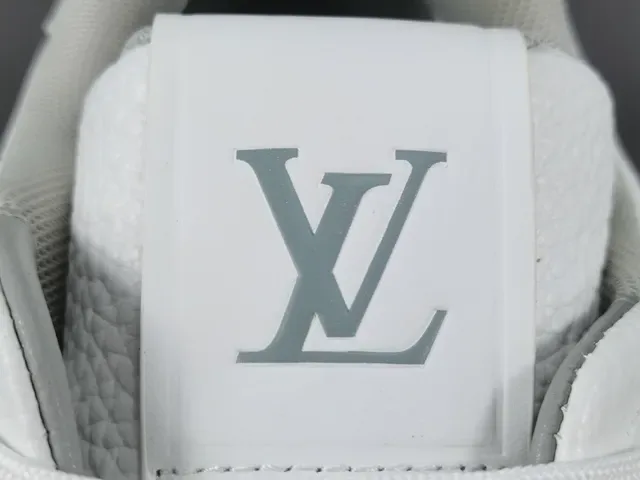 Louis Vuitton LV Trainer White Gray Structured Leather Upper Asymmetrical Strap Detail Lifestyle Sneakers 7