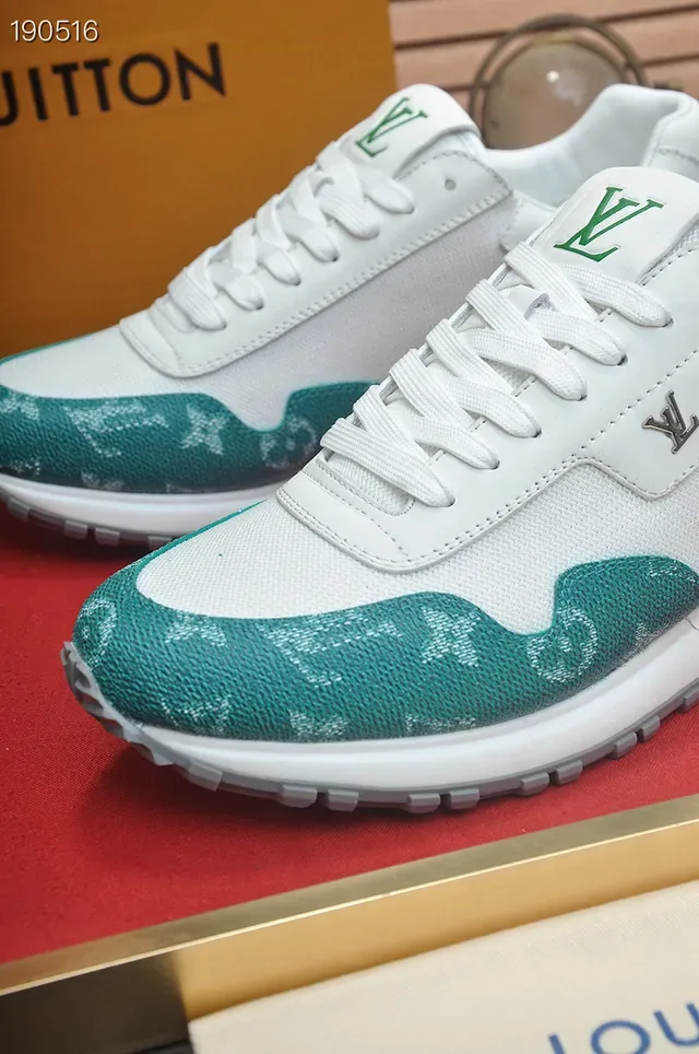 Louis Vuitton LV Trainer White Green Mixed-Material Upper Monogram Empreinte Leather Accents Lifestyle Sneakers 3