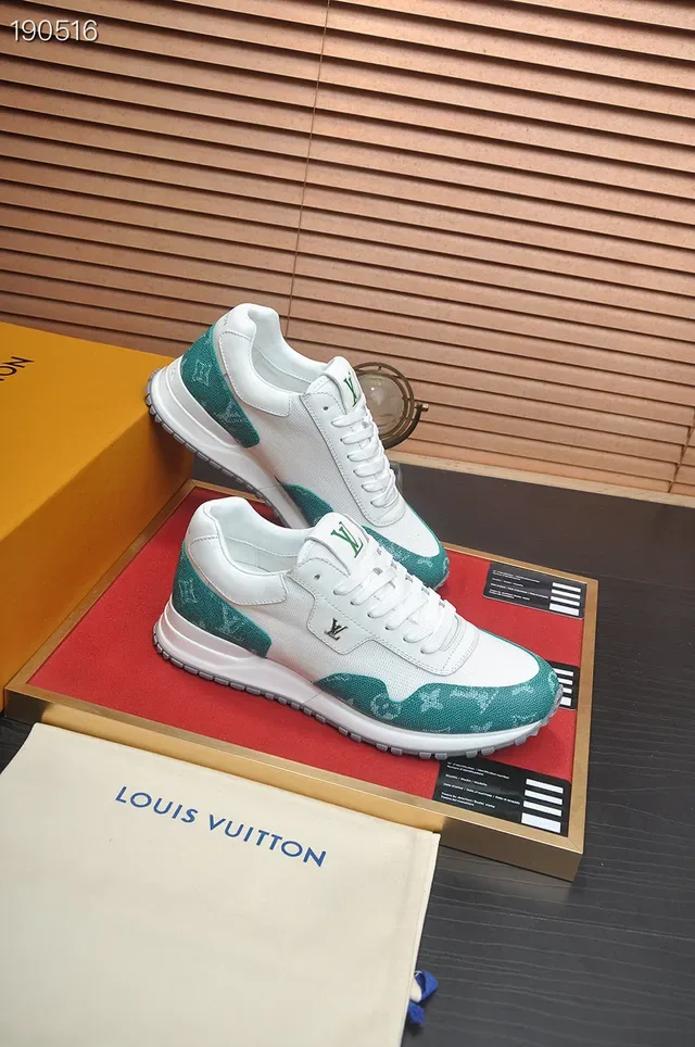 Louis Vuitton LV Trainer White Green Mixed-Material Upper Monogram Empreinte Leather Accents Lifestyle Sneakers 8