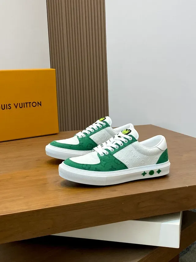 Louis Vuitton LV Trainer White Green Monogram Canvas Color-Blocked Lifestyle Sneakers 1