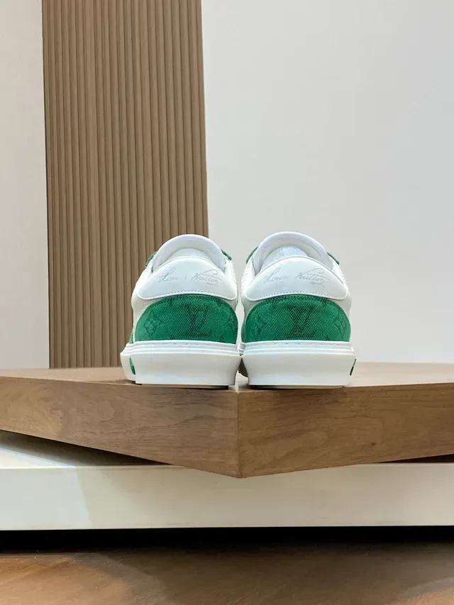 Louis Vuitton LV Trainer White Green Monogram Canvas Color-Blocked Lifestyle Sneakers 3