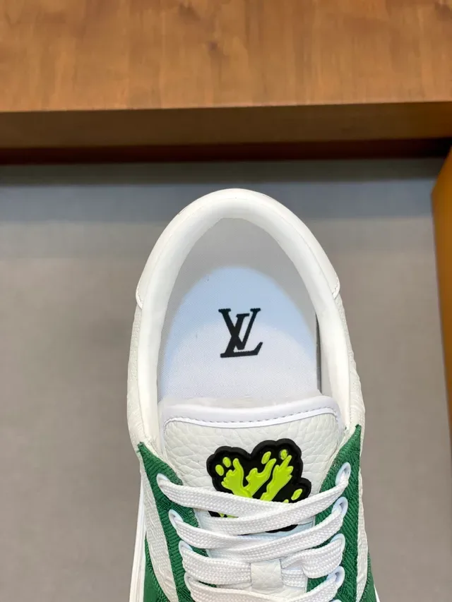 Louis Vuitton LV Trainer White Green Monogram Canvas Color-Blocked Lifestyle Sneakers 4