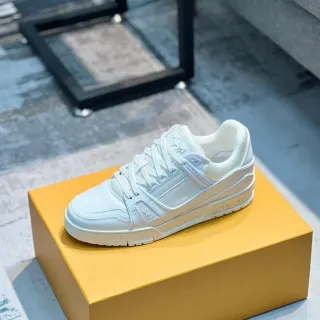 Louis Vuitton LV Trainer White Monochrome Layered Synthetic Upper Lifestyle Sneakers