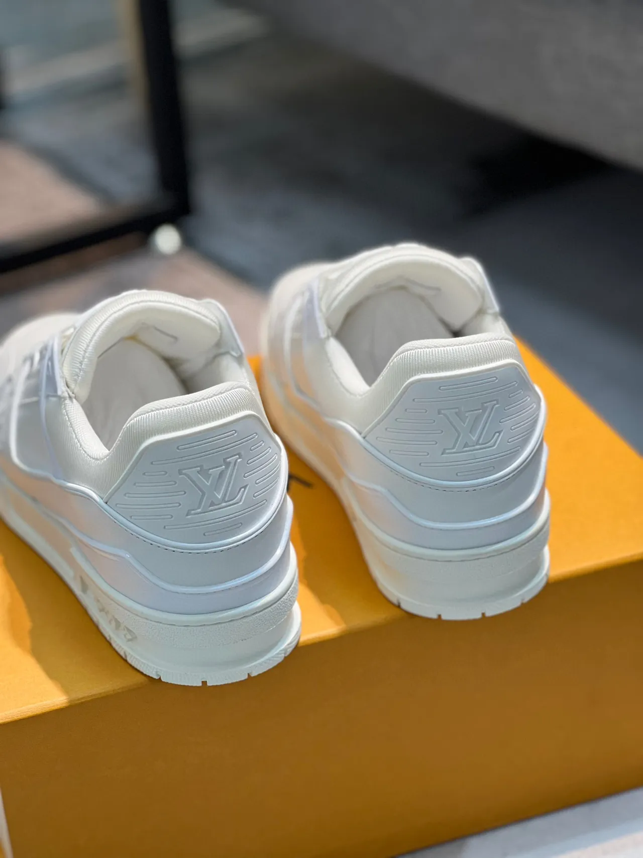 Louis Vuitton LV Trainer White Monochrome Layered Synthetic Upper Lifestyle Sneakers 2