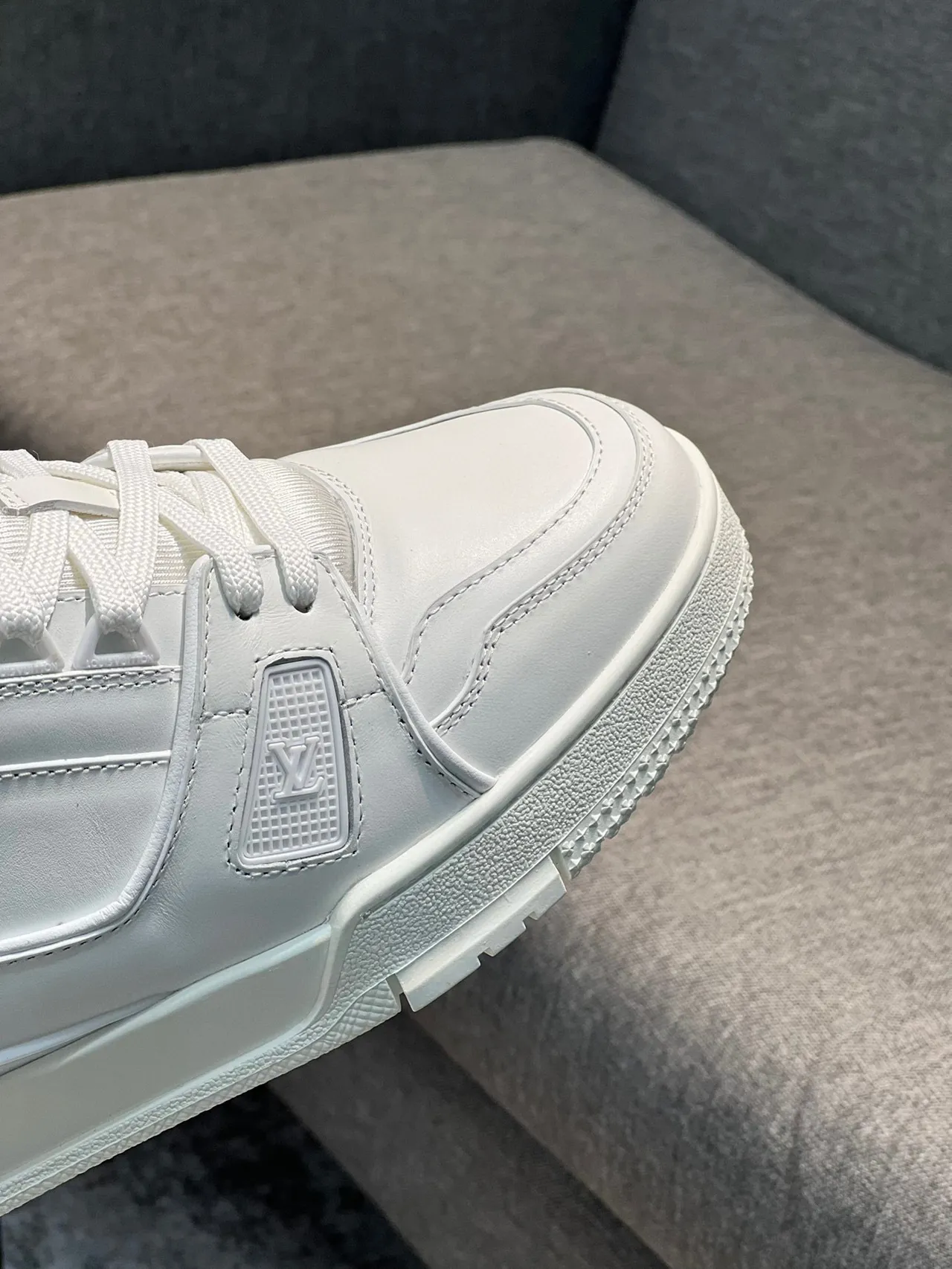 Louis Vuitton LV Trainer White Monochrome Layered Synthetic Upper Lifestyle Sneakers 3