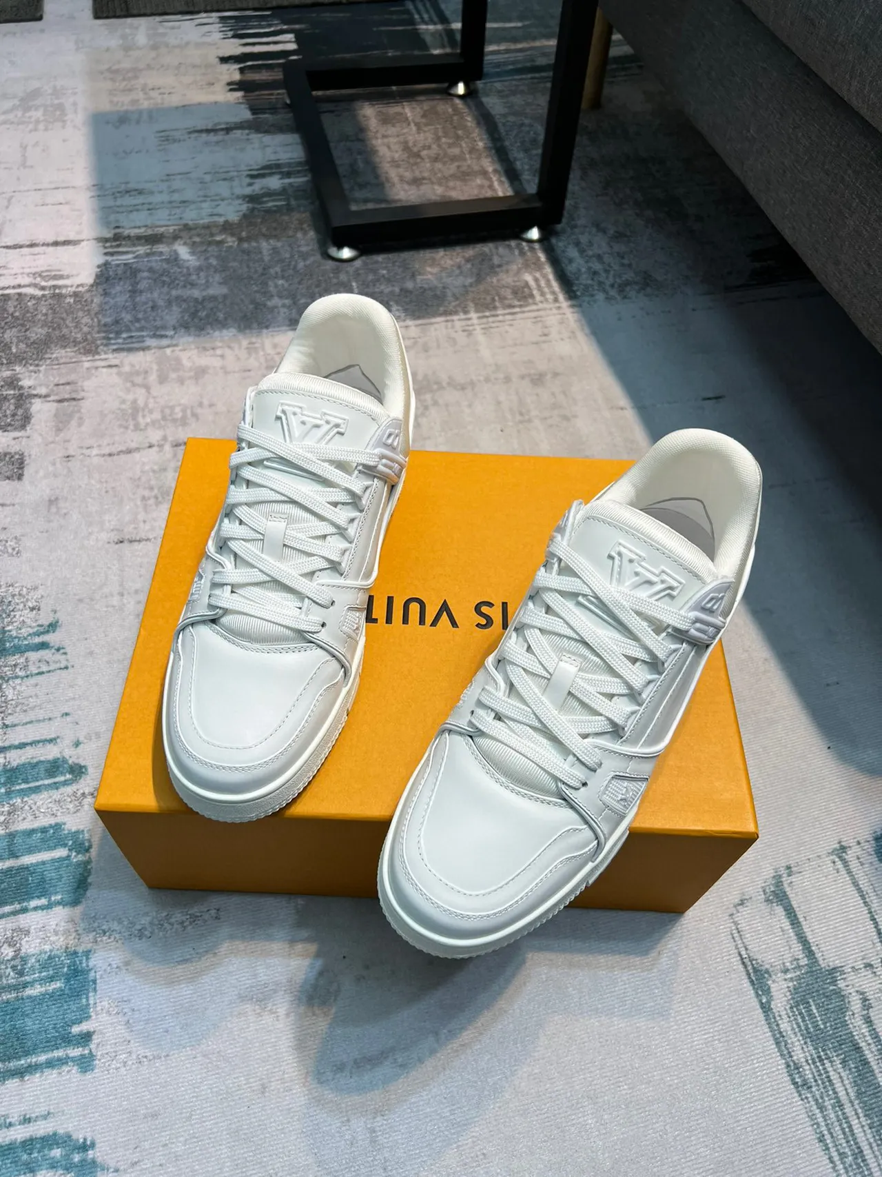 Louis Vuitton LV Trainer White Monochrome Layered Synthetic Upper Lifestyle Sneakers 5
