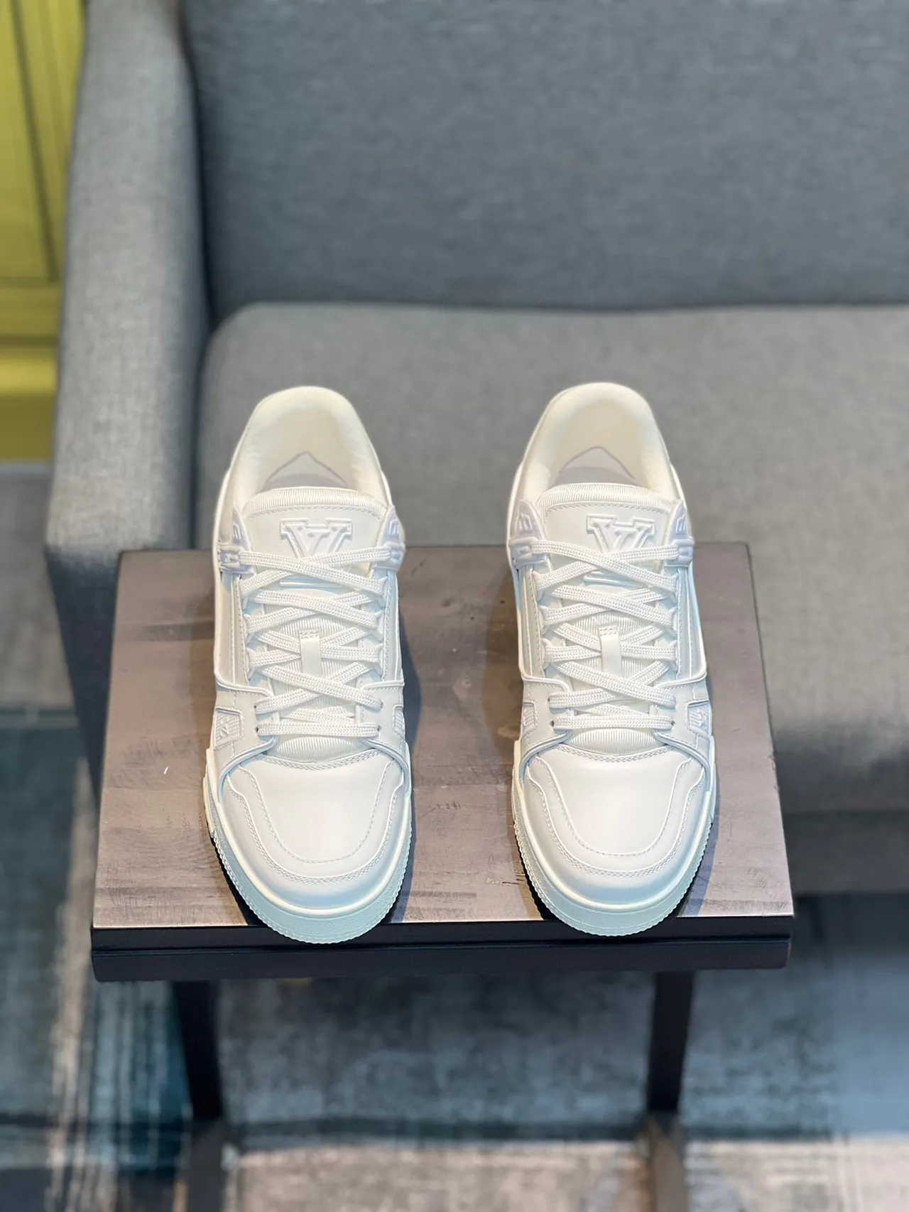 Louis Vuitton LV Trainer White Monochrome Layered Synthetic Upper Lifestyle Sneakers 7