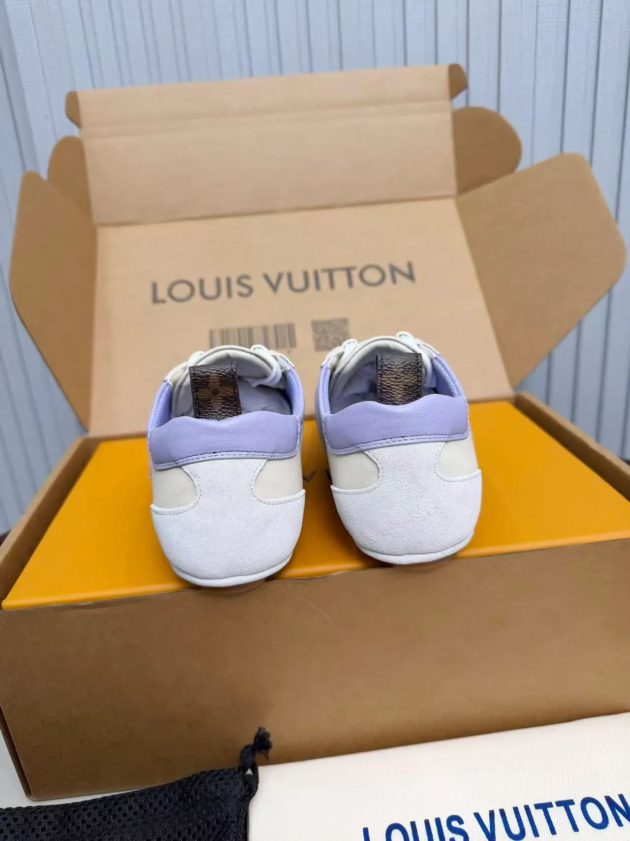 Louis Vuitton LV Trainer White Purple Low-Top Leather-Suede Hybrid Lifestyle Sneakers 4