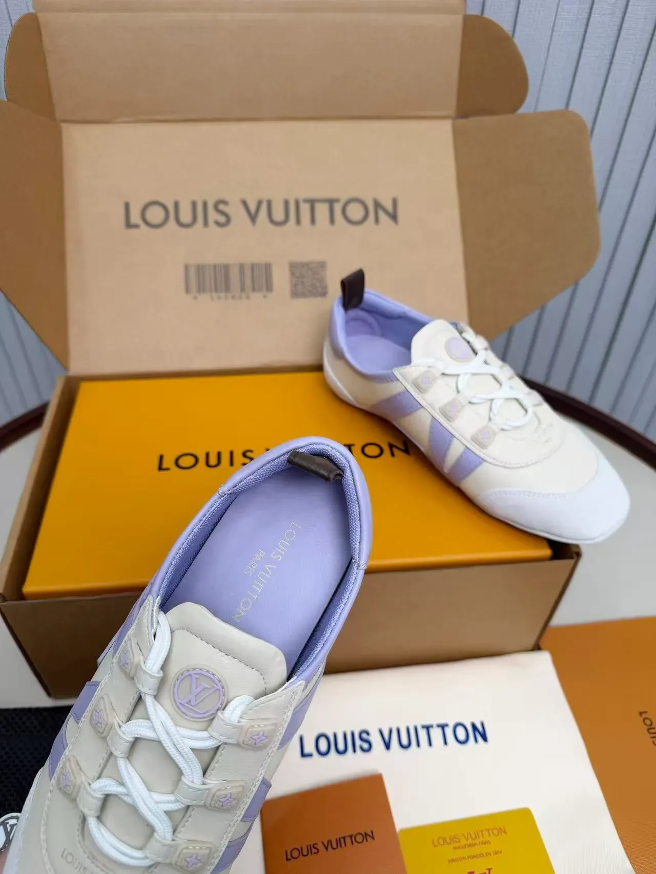 Louis Vuitton LV Trainer White Purple Low-Top Leather-Suede Hybrid Lifestyle Sneakers 5
