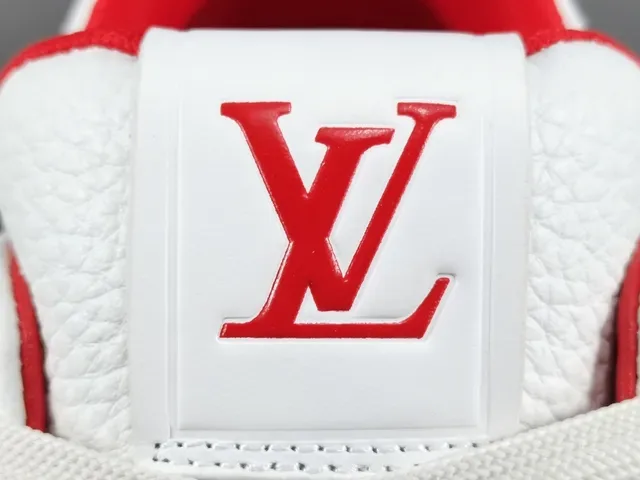 Louis Vuitton LV Trainer White Red Leather Upper Contrast Stitching And Accents Lifestyle Sneakers 4