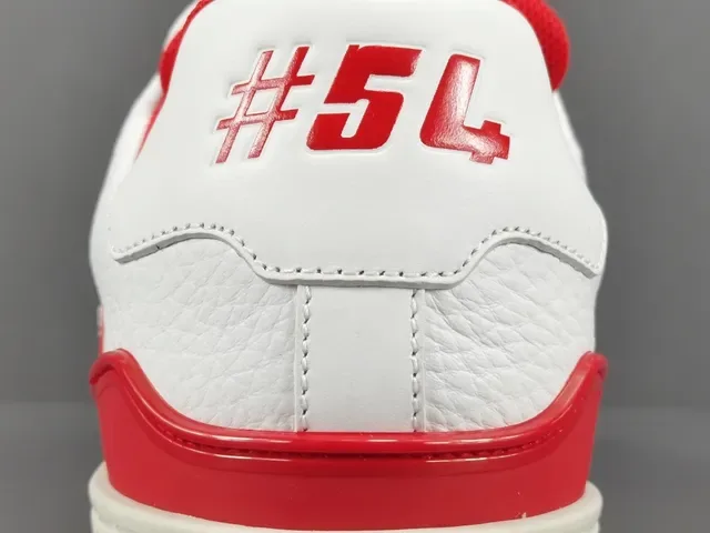 Louis Vuitton LV Trainer White Red Leather Upper Contrast Stitching And Accents Lifestyle Sneakers 6
