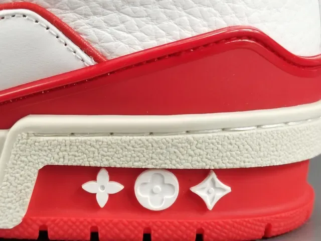 Louis Vuitton LV Trainer White Red Leather Upper Contrast Stitching And Accents Lifestyle Sneakers 7