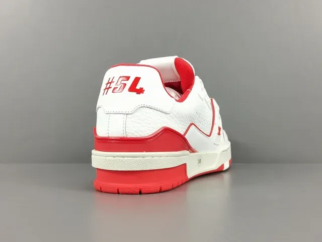 Louis Vuitton LV Trainer White Red Leather Upper Contrast Stitching And Accents Lifestyle Sneakers 14