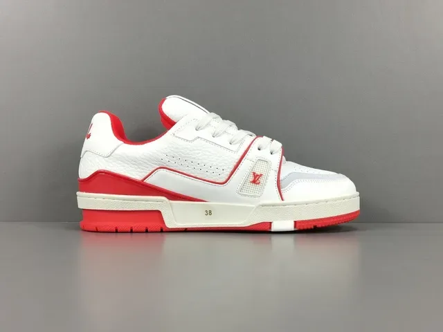 Louis Vuitton LV Trainer White Red Leather Upper Contrast Stitching And Accents Lifestyle Sneakers 18