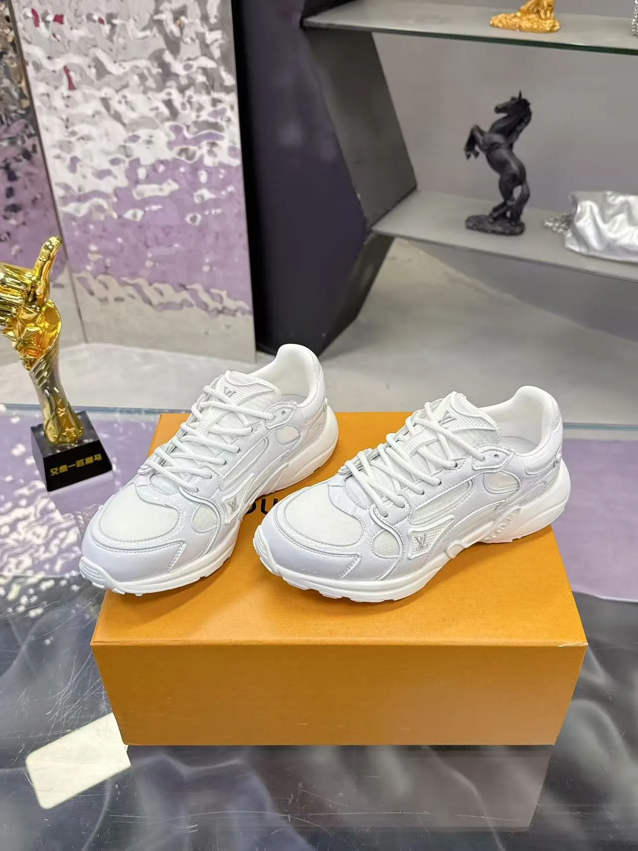 Louis Vuitton LV Trainer White Silhouette Layered Synthetic Overlays Chunky Sneakers 5
