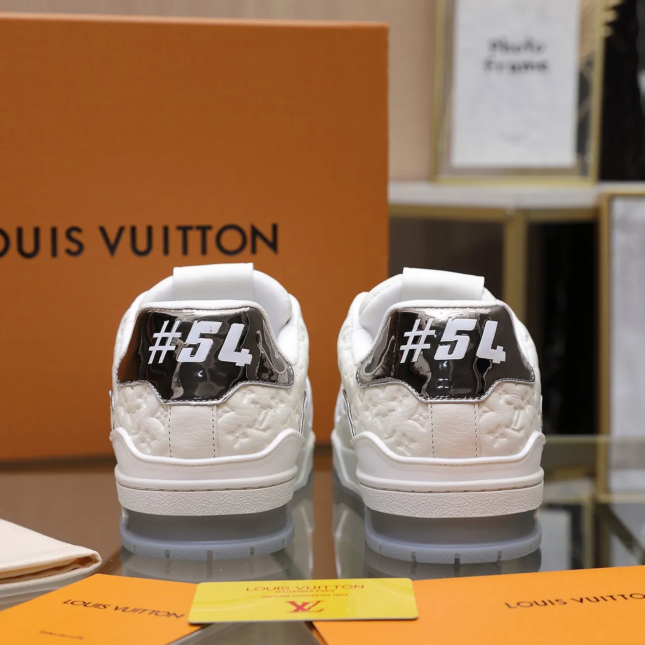 Louis Vuitton LV Trainer White Silver Monogram-Embossed Leather Layered Midsole Lifestyle Sneakers 3