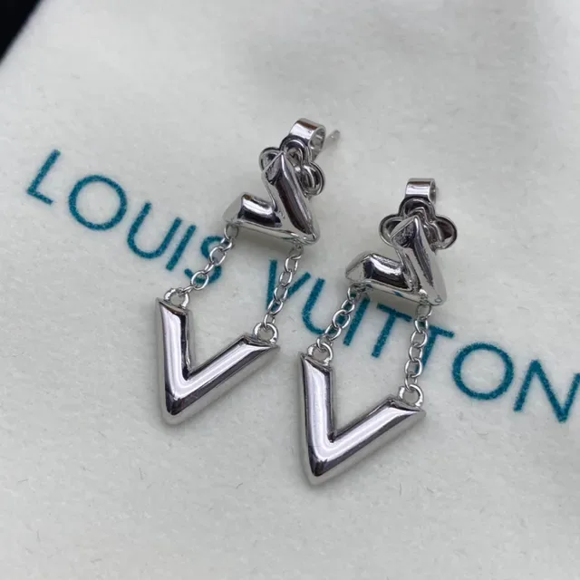 Louis Vuitton LV Volt Rose Gold Geometric Chain Dangle Earrings 2