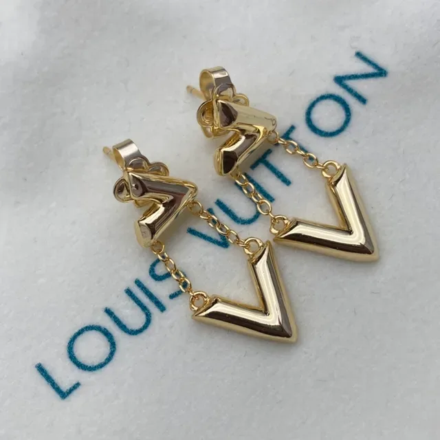 Louis Vuitton LV Volt Rose Gold Geometric Chain Dangle Earrings 3