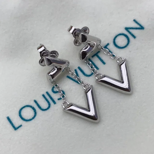 Louis Vuitton LV Volt Rose Gold Geometric Chain Dangle Earrings 5