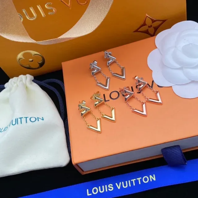 Louis Vuitton LV Volt Rose Gold Geometric Chain Dangle Earrings 6