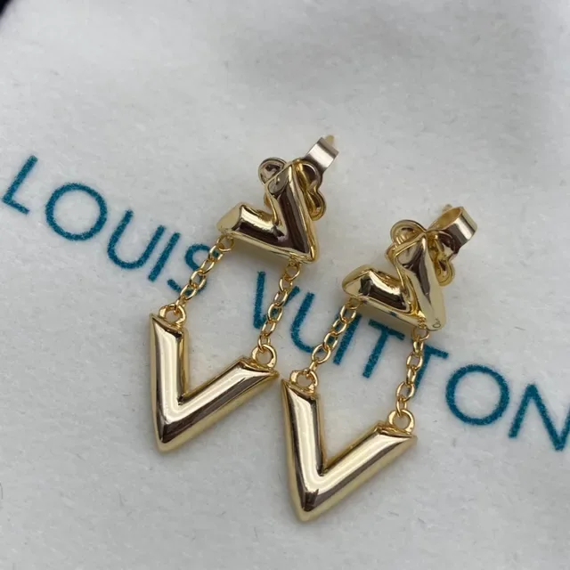 Louis Vuitton LV Volt Rose Gold Geometric Chain Dangle Earrings 7