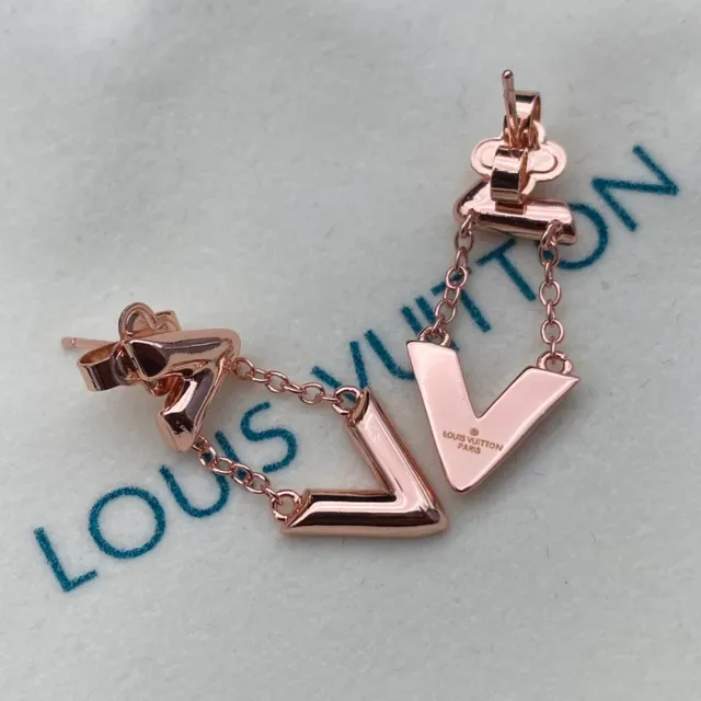 Louis Vuitton LV Volt Rose Gold Geometric Chain Dangle Earrings 9