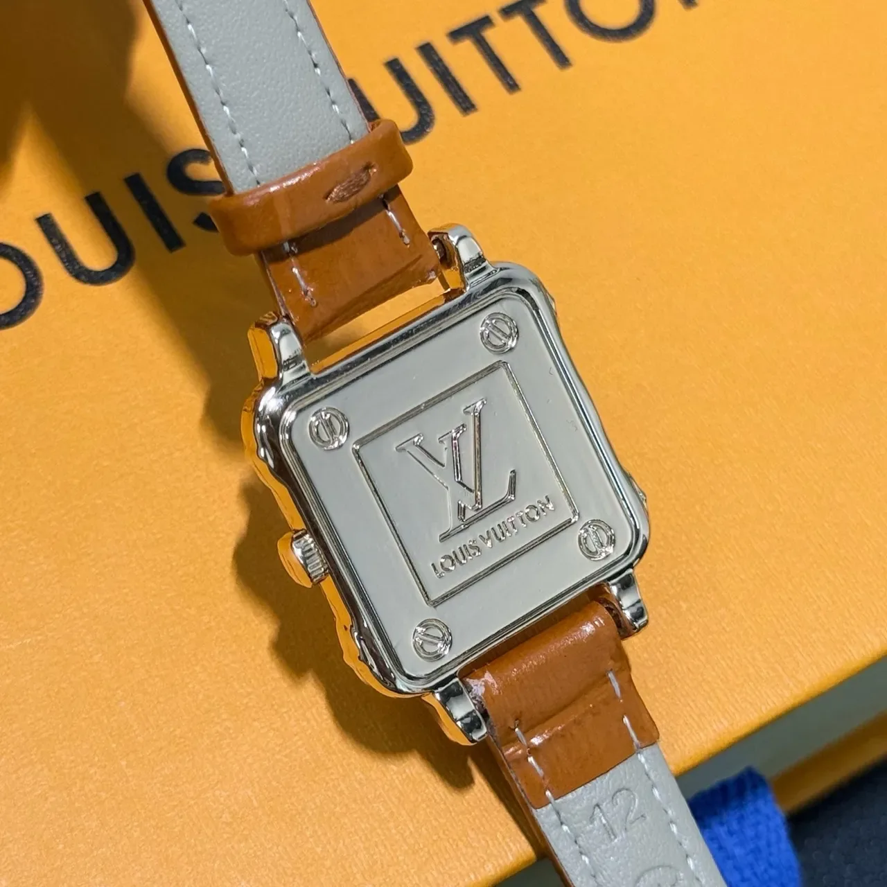 Louis Vuitton Miniature Watch Keychain Tan Leather Gold-Tone Jewelry 6