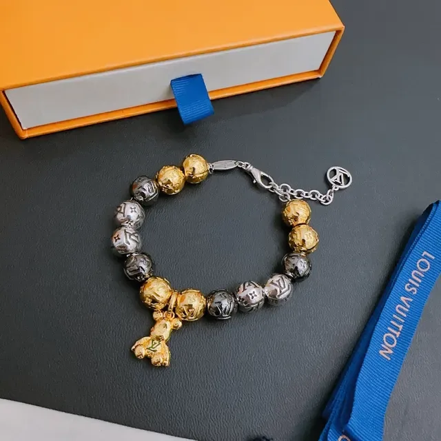 Louis Vuitton Monogram Bead and Bear Charm Bracelet 5