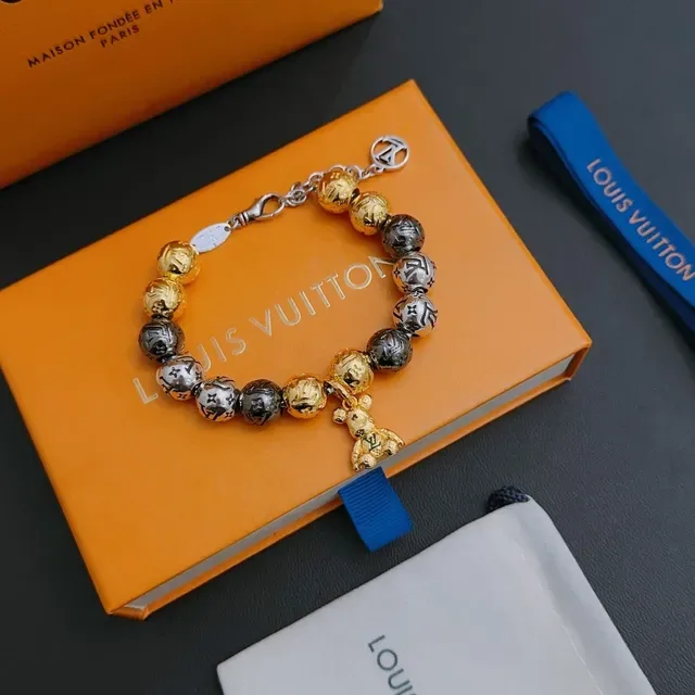 Louis Vuitton Monogram Bead and Bear Charm Bracelet 9