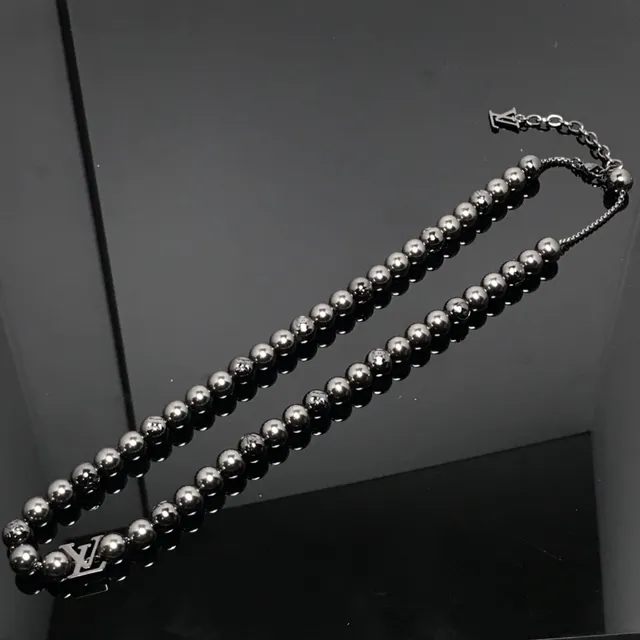 Louis Vuitton Monogram Bead Necklace Metallic Gray Necklaces 2
