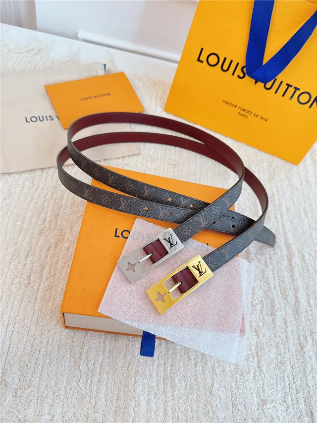 Louis Vuitton مونوغرام كانفاس ذهبي اللون مشبك حزام جلد 11