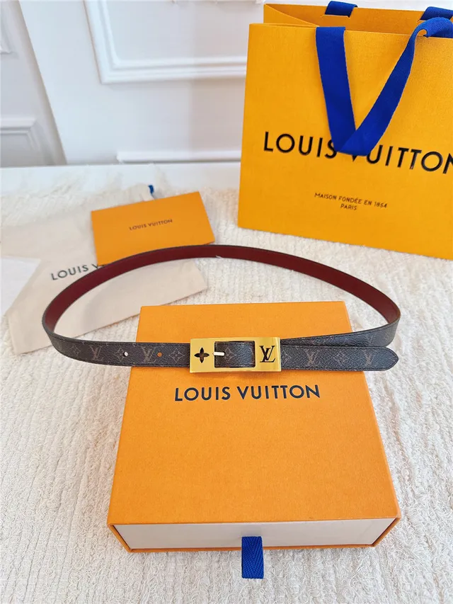 Louis Vuitton مونوغرام كانفاس ذهبي اللون مشبك حزام جلد 17