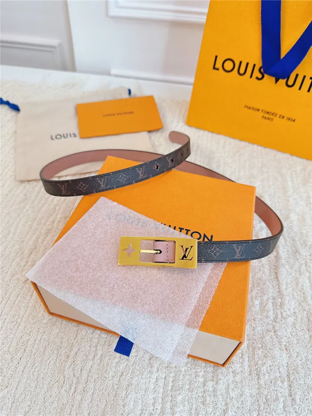 Louis Vuitton مونوغرام كانفاس ذهبي اللون مشبك حزام جلد 23
