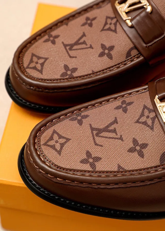 Louis Vuitton Monogram Canvas Loafer Brown Leather Trim Loafers 7