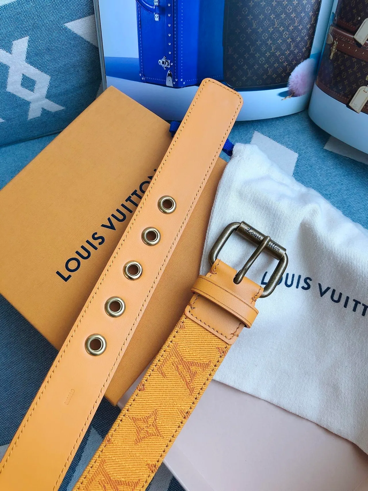 Louis Vuitton Monogram Canvas Yellow Leather Belt 2