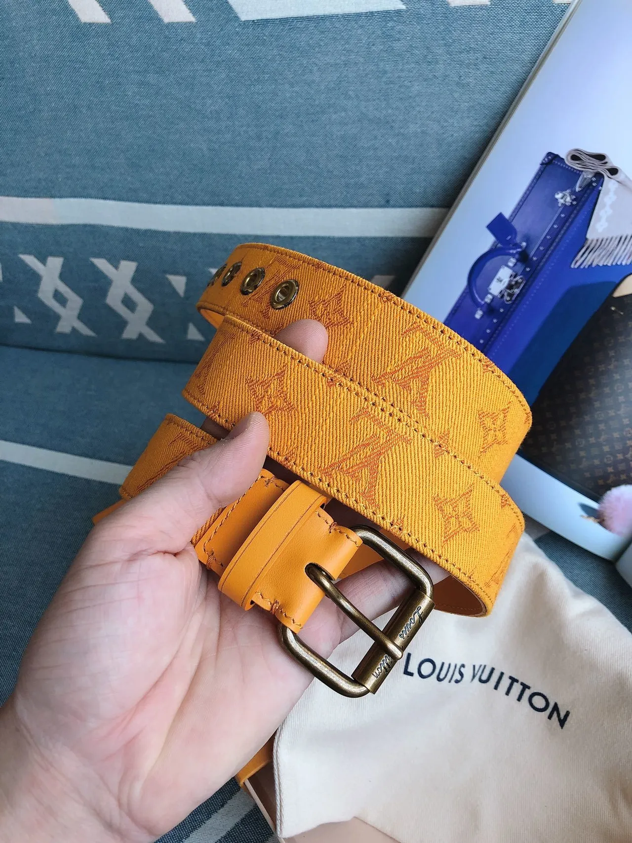 Louis Vuitton Monogram Canvas Yellow Leather Belt 4