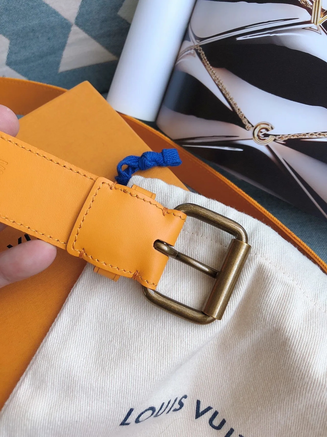Louis Vuitton Monogram Canvas Yellow Leather Belt 6