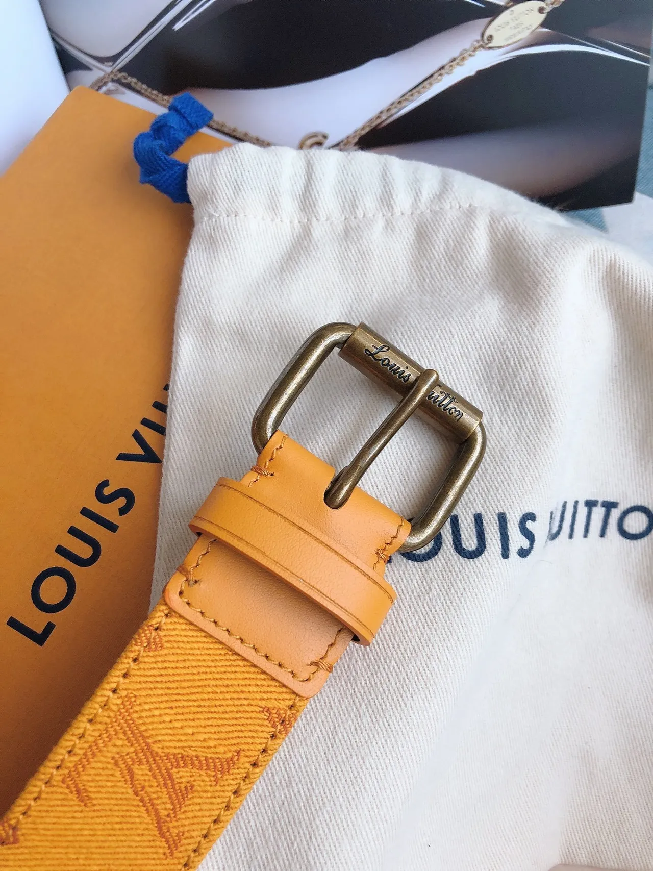 Louis Vuitton Monogram Canvas Yellow Leather Belt 7
