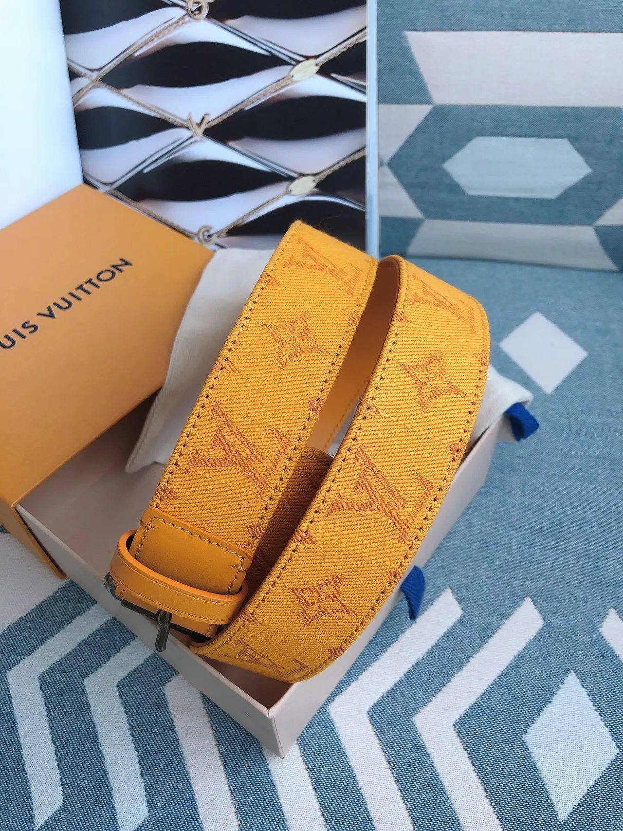 Louis Vuitton Monogram Canvas Yellow Leather Belt 8