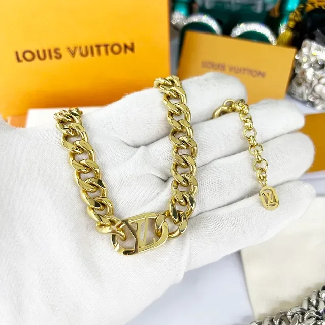 Louis Vuitton Monogram Chain Gold-Tone Curb Link Necklace 3