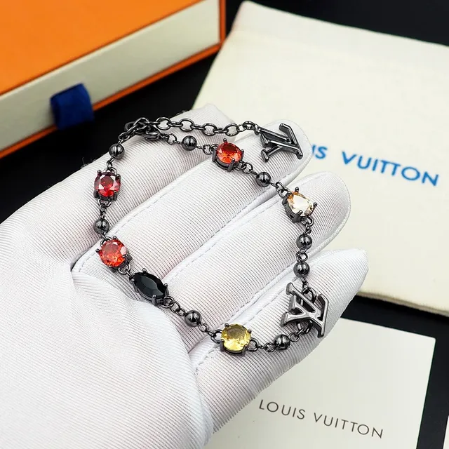 Louis Vuitton Monogram Charm Multi-Stone Chain Bracelet 4