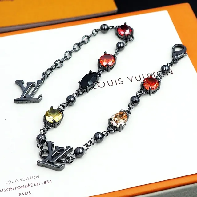 Louis Vuitton Monogram Charm Multi-Stone Chain Bracelet 7