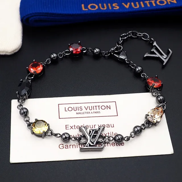 Louis Vuitton Monogram Charm Multi-Stone Chain Bracelet 8
