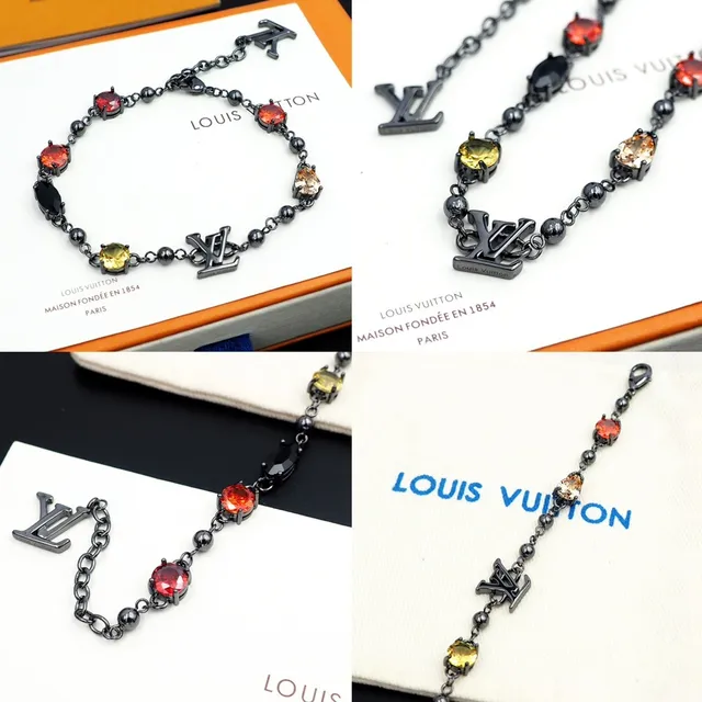 Louis Vuitton Monogram Charm Multi-Stone Chain Bracelet 9