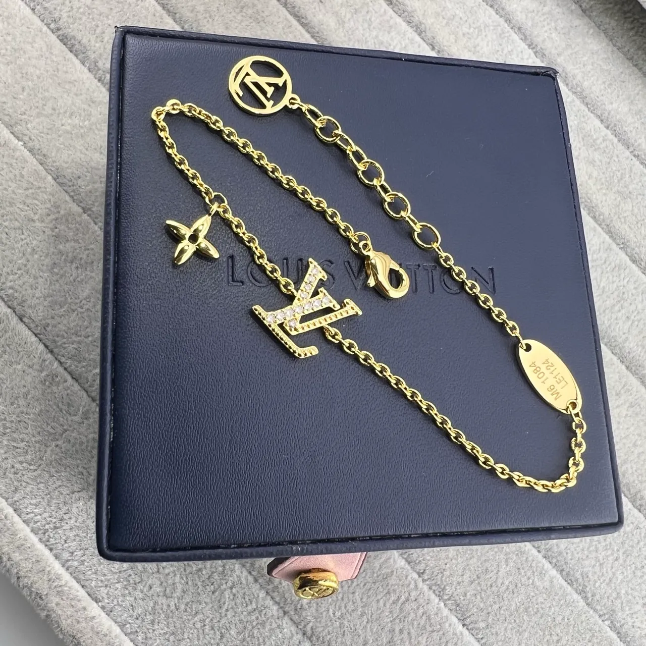 Louis Vuitton Monogram Charm Thin Chain Bracelets 6