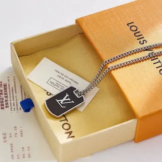 Louis Vuitton Monogram Dog-Tag Pendant Necklace