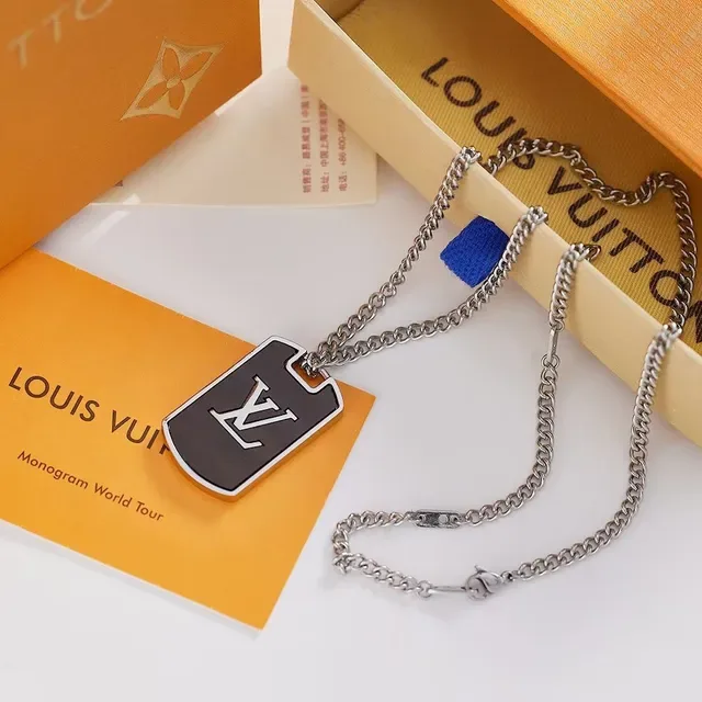 Louis Vuitton Monogram Dog-Tag Pendant Necklace 7