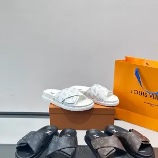 Louis Vuitton Monogram Double-Strap Platform Slippers